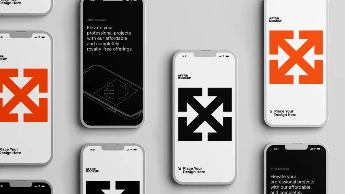 苹果手机iPhone 14手机贴图样机PSD模板