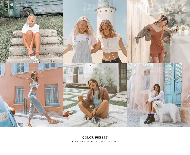 明亮奶油绿色调色电脑手机版Lightroom滤镜 褪色低饱PR/PS/LR预设