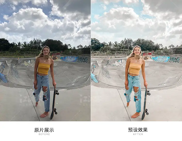 明亮奶油绿色调色电脑手机版Lightroom滤镜 褪色低饱PR/PS/LR预设