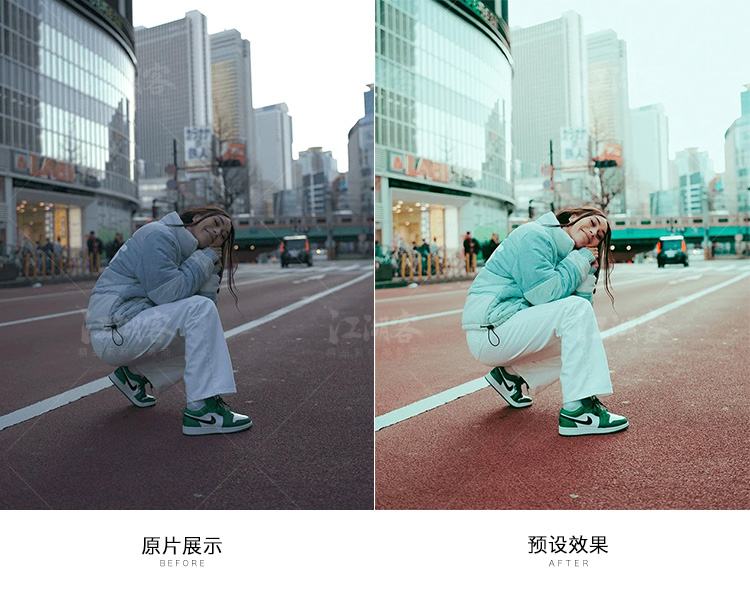 LR预设街头胶片色调都市街拍人像lightroom/PR/PS/FCPX/LUT滤镜ai