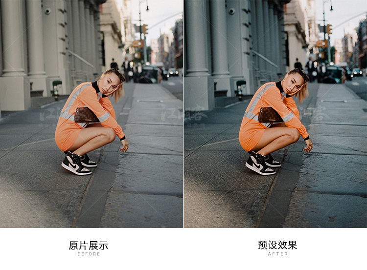 LR预设街头胶片色调都市街拍人像lightroom/PR/PS/FCPX/LUT滤镜ai