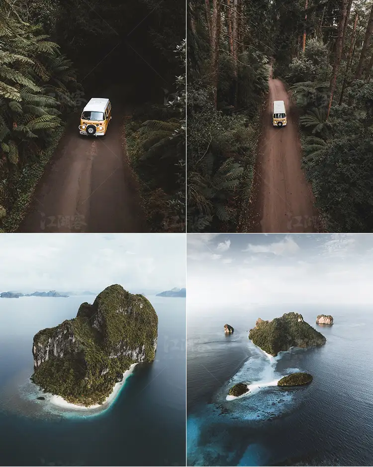 航拍大疆dji无人机风光lr调色预设城市ps HDR滤镜pr/fcpx手机luts