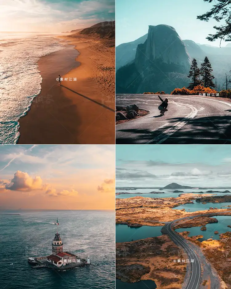 青橙色调预设风光抖音网红风Ps/pr/FCPX/达芬奇lr调色滤镜lut