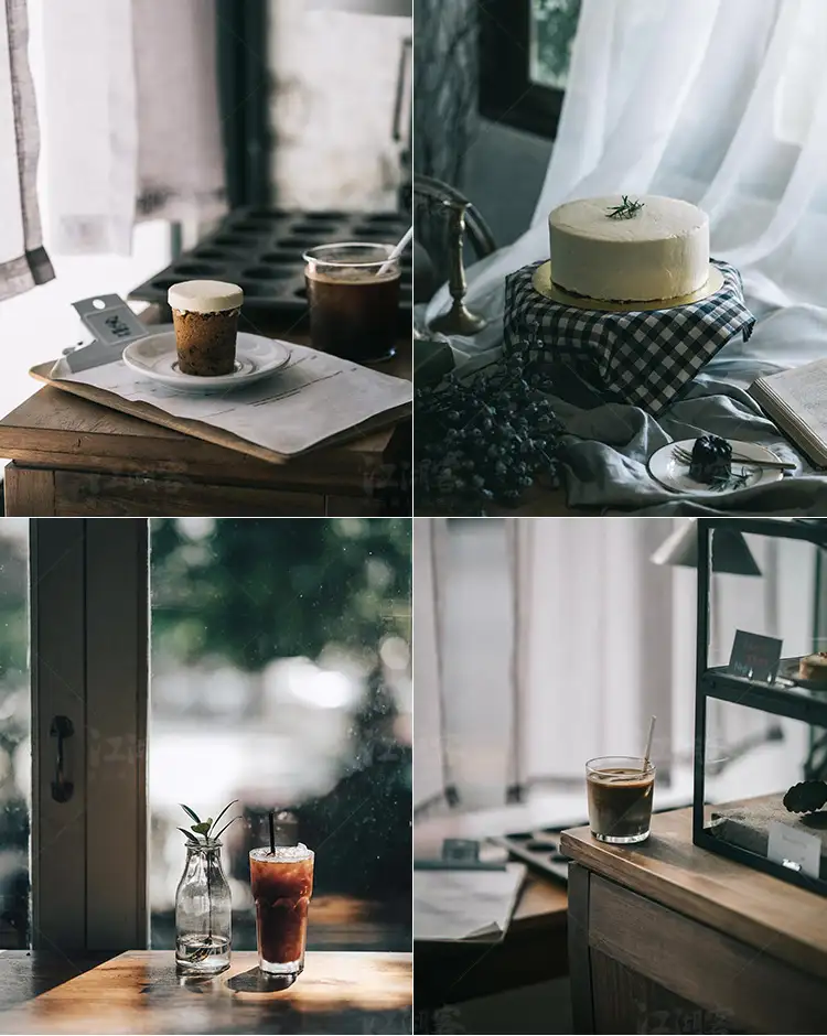 LR预设静谧美食咖啡馆暗冷调静物lightroom/PR/达芬奇/PS调色滤镜