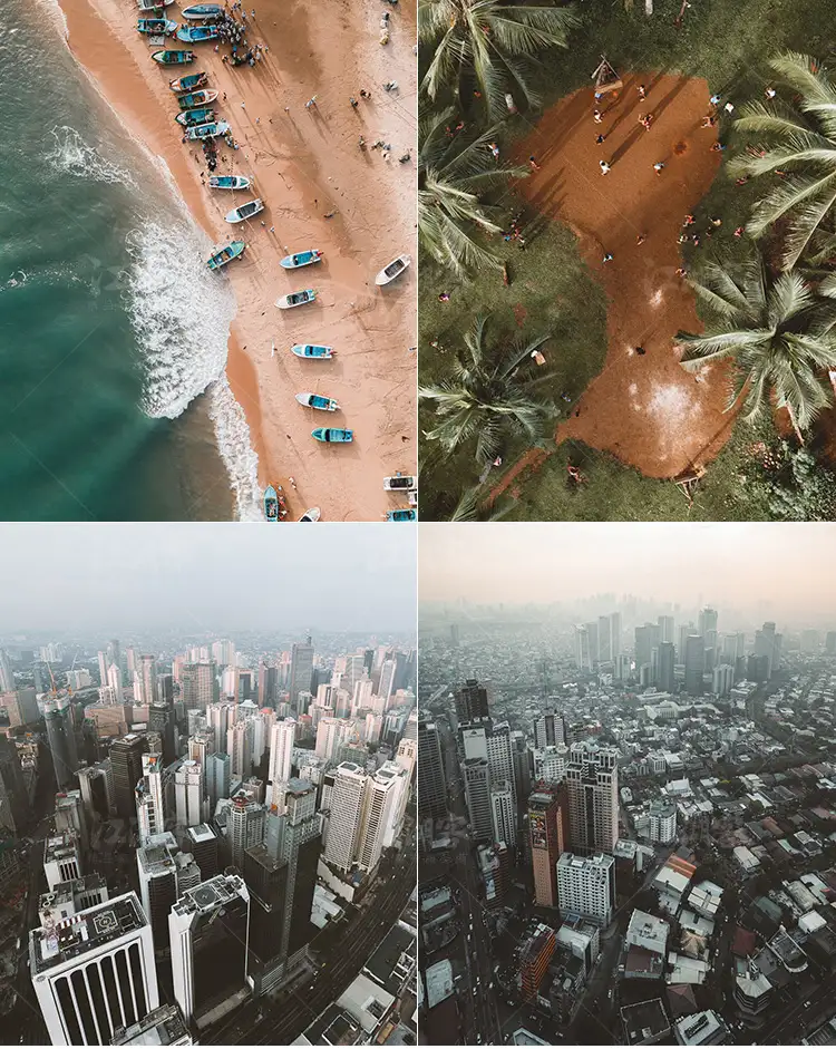 航拍大疆dji无人机风光lr调色预设城市ps HDR滤镜pr/fcpx手机luts