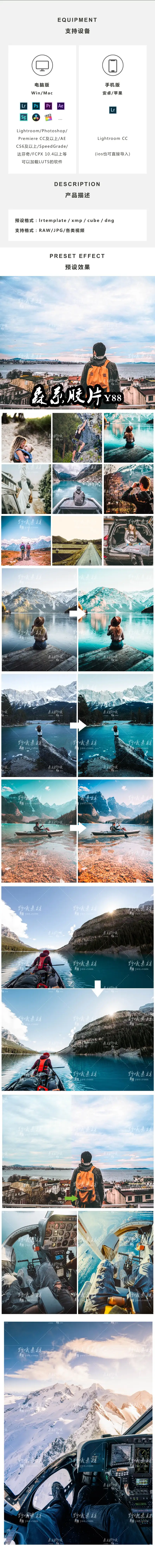 手机lr预设森系电影胶片风景旅拍vlog人像pr调色PS滤镜插件LUT