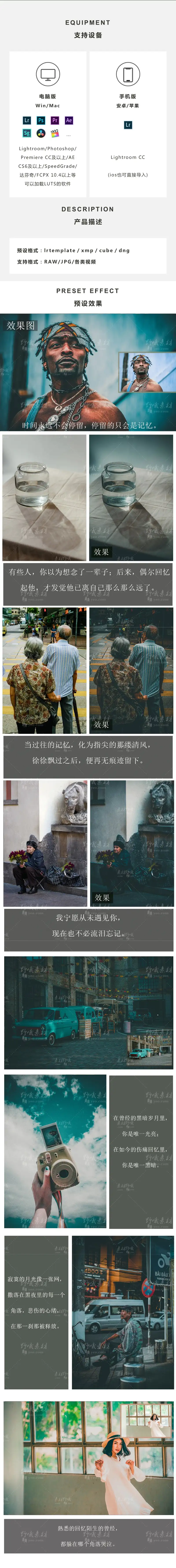 
lightroom预设穆蓝电影氛围胶片复古lr人像后期调色手机lr滤镜Ps