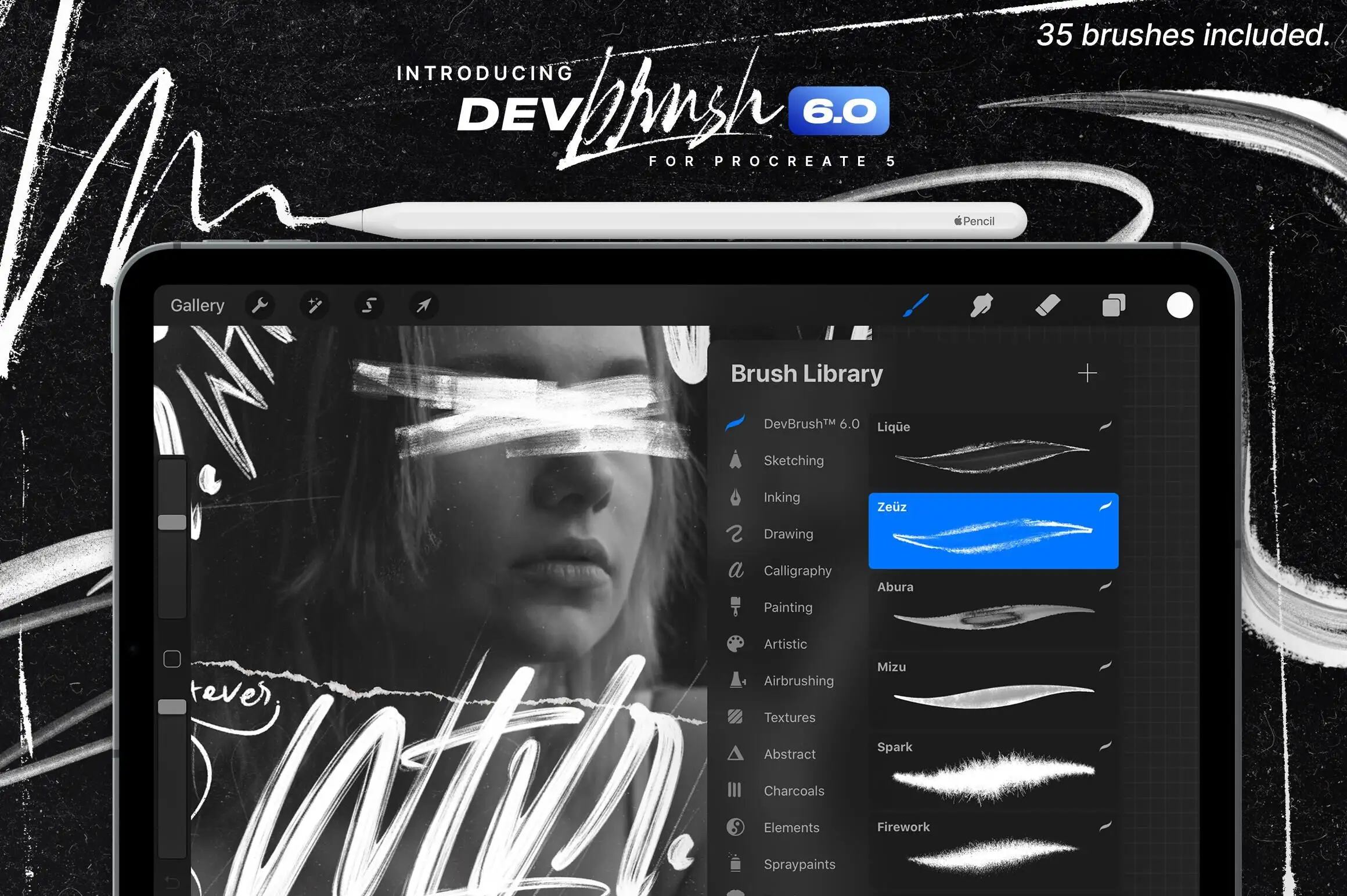 高端ANYU马克笔刷手写肌理Procreate笔刷