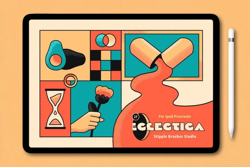 潮流复古怀旧波普风漫画艺术颗粒Procreate笔刷