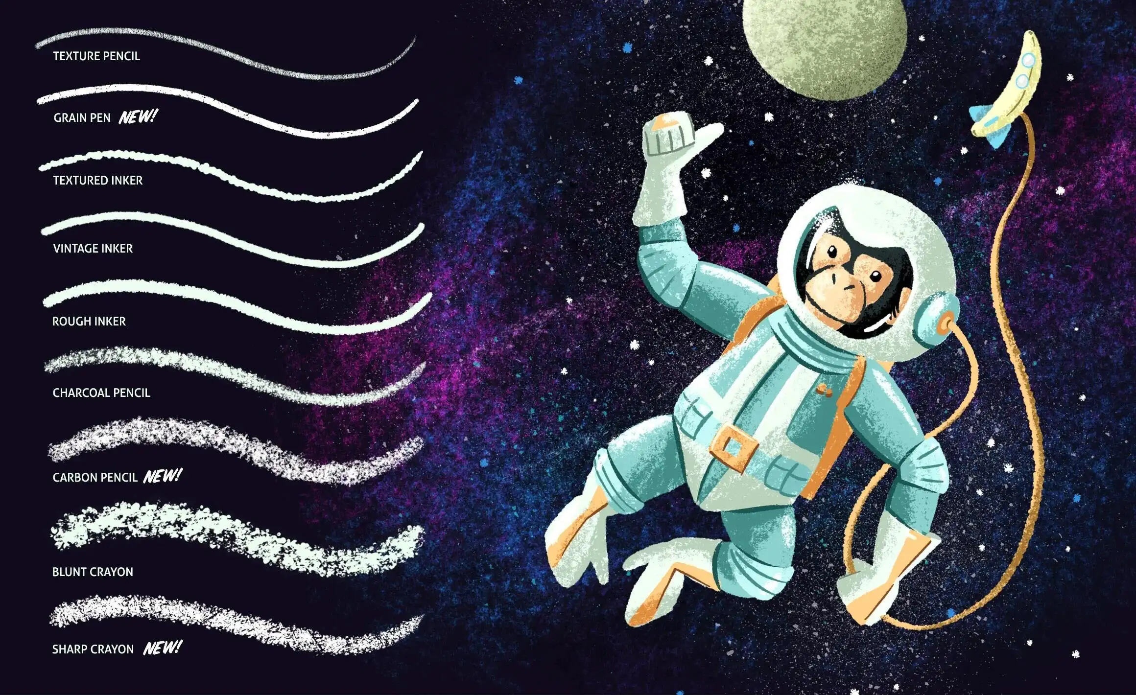 蜡笔木炭效果Procreate笔刷