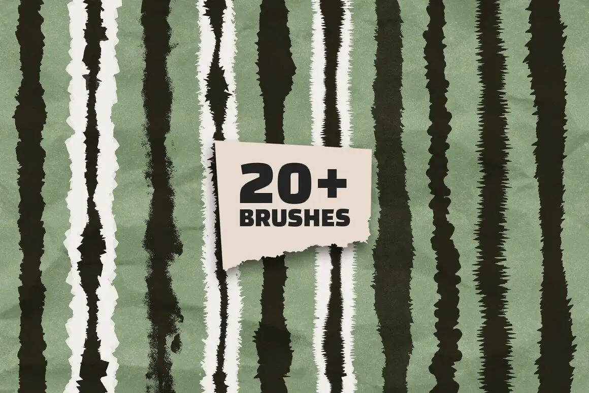 极简艺术真实撕纸边缘纹理Procreate笔刷