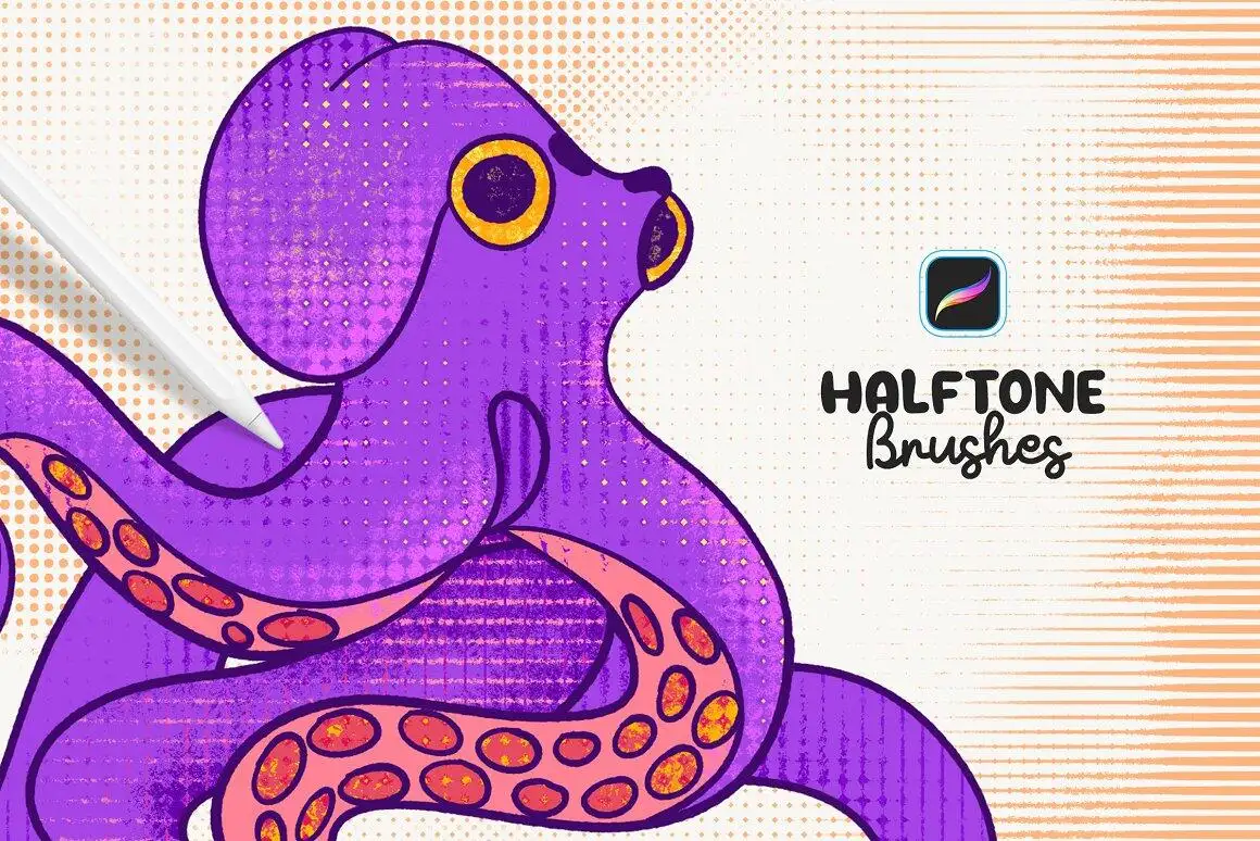 潮流复古半色调做旧肮脏纹理笔刷procreate笔刷