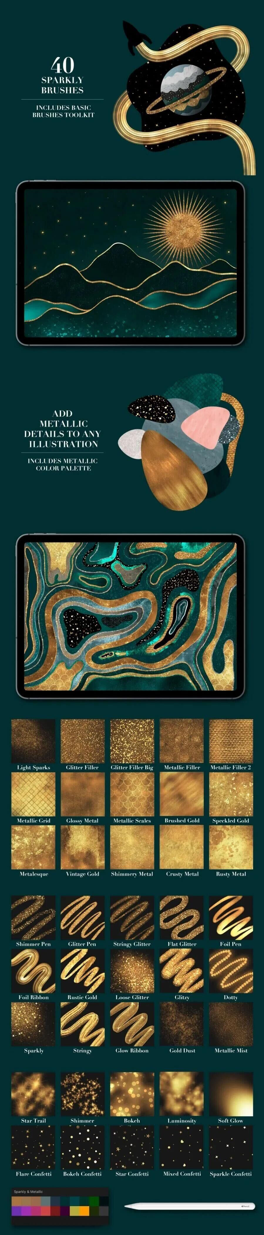 绘画金箔闪亮Procreate笔刷