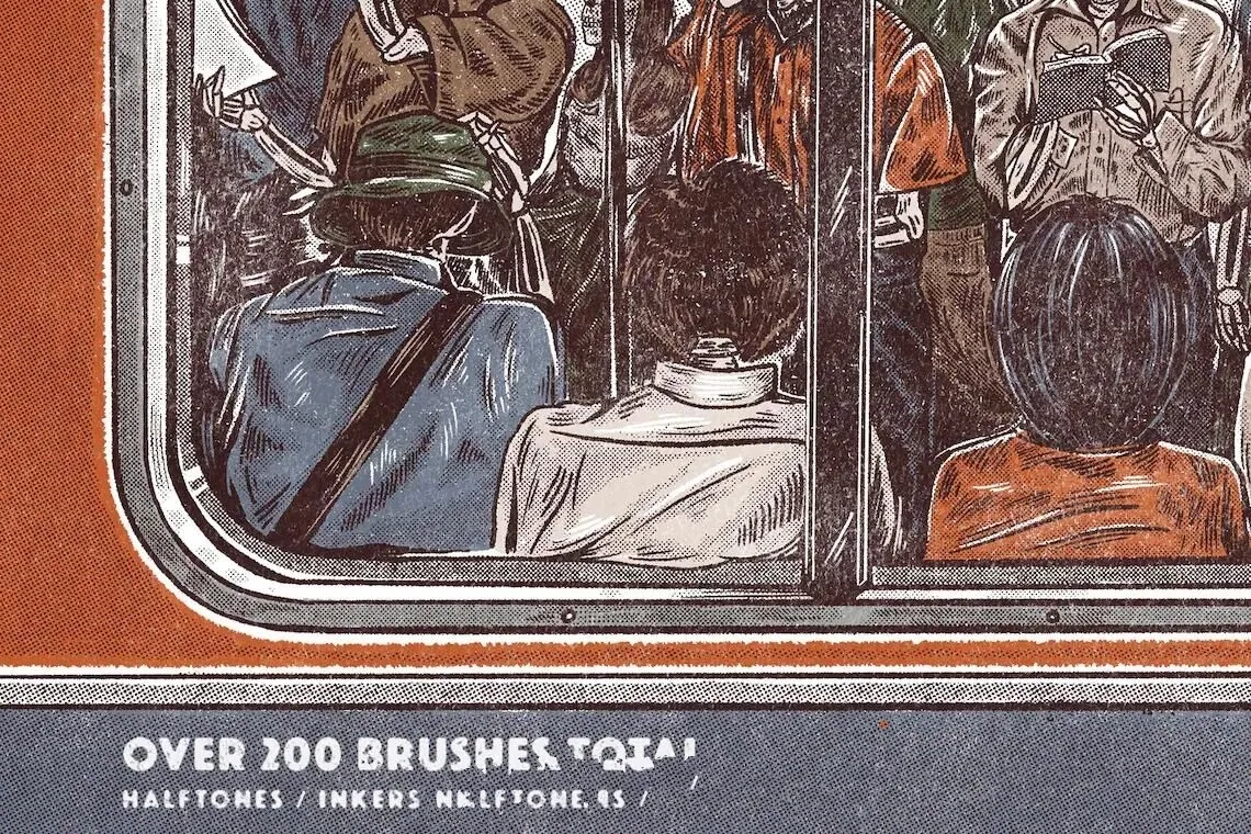 复古美式漫画半调肌理Procreate笔刷绘画套装