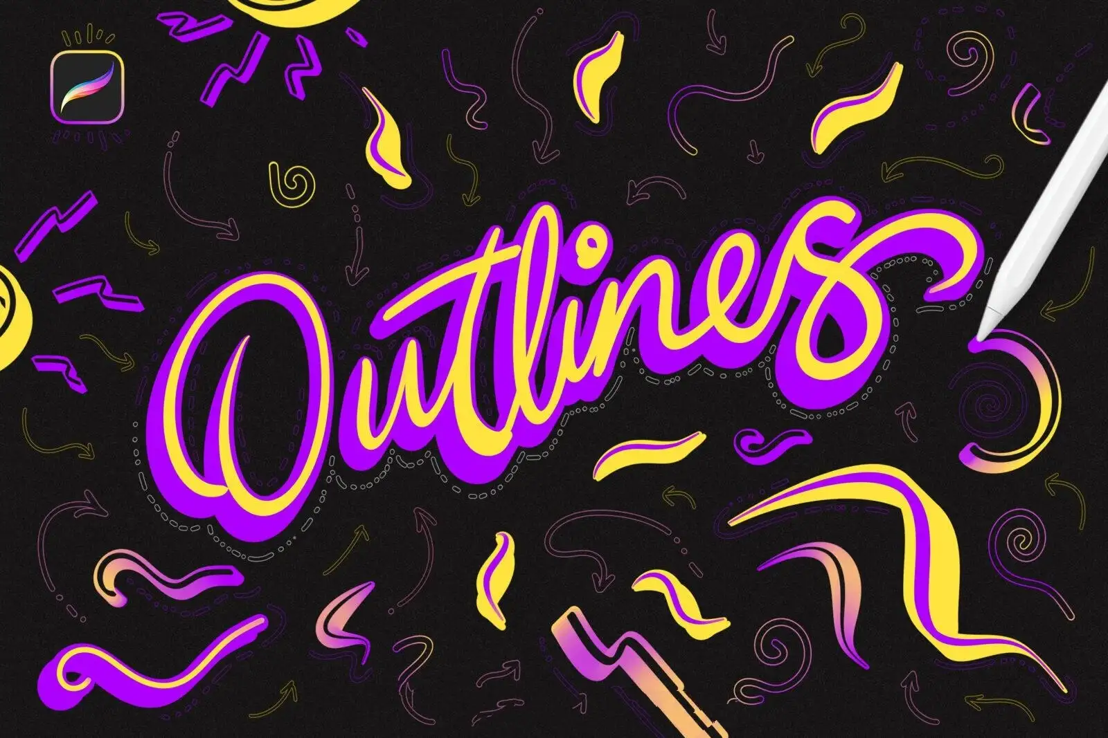 趣味手绘涂鸦手写标记Procreate笔刷