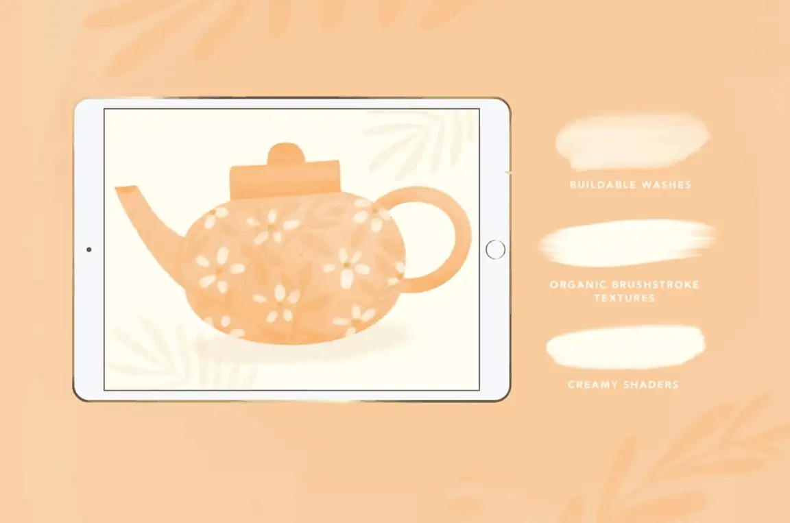 水粉水彩油漆手绘质感纹理Procreate笔刷