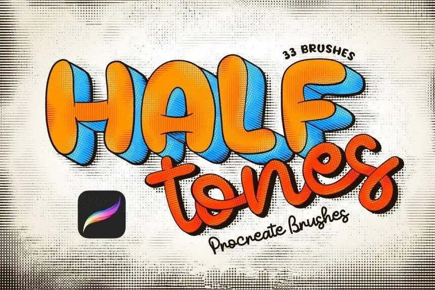 潮流复古半色调做旧肮脏纹理笔刷procreate笔刷