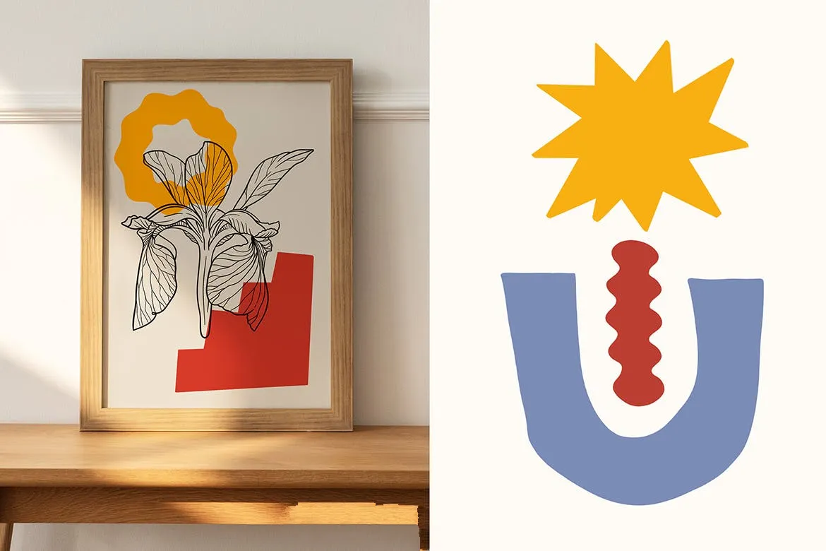 花卉艺术线条抽象形状Procreate笔刷