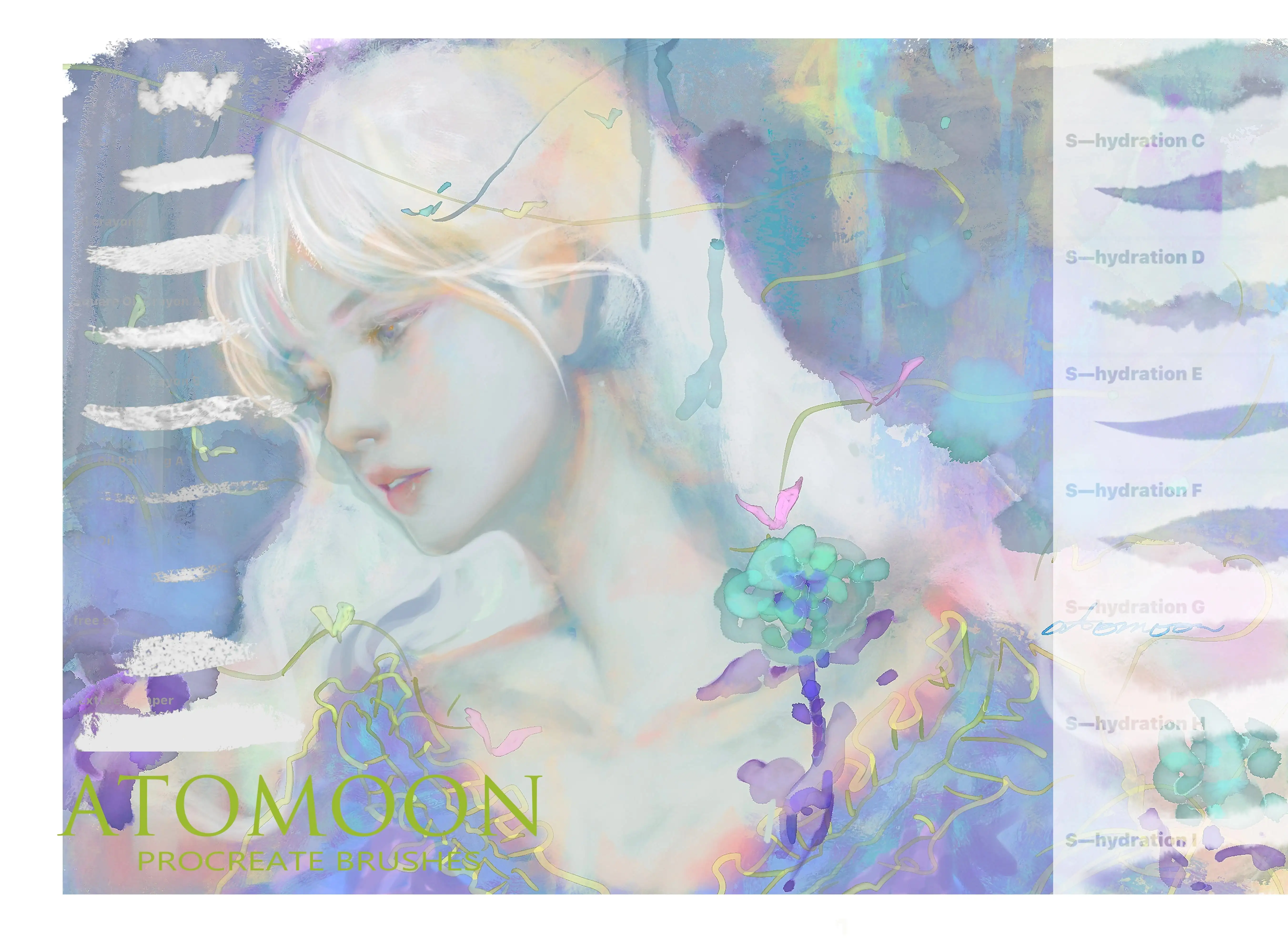 厚涂动漫素描线稿水墨木炭粉彩油画水彩手绘Procreate笔刷