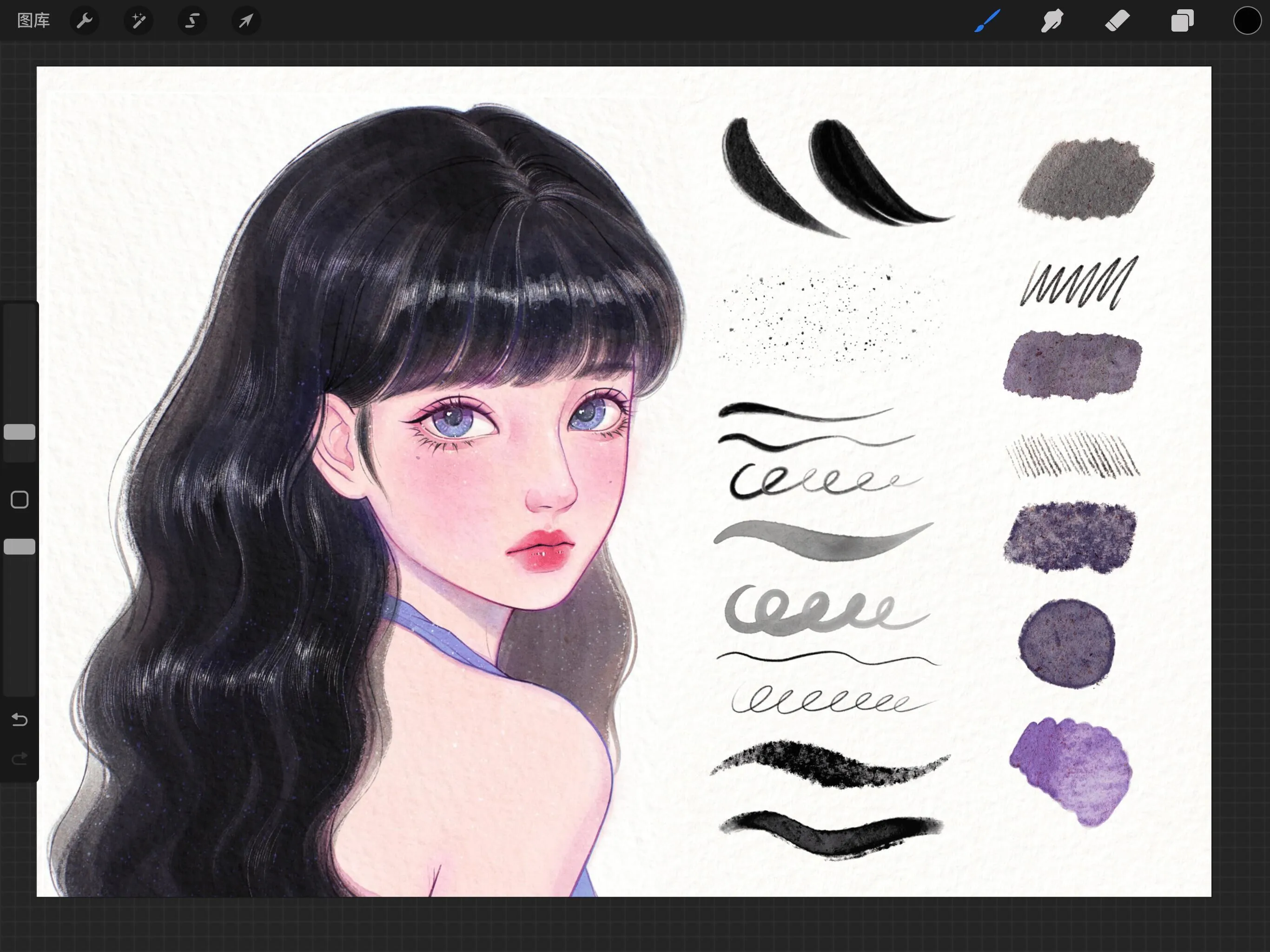 专业人像绘画纸张纹理调色板Procreate笔刷套装