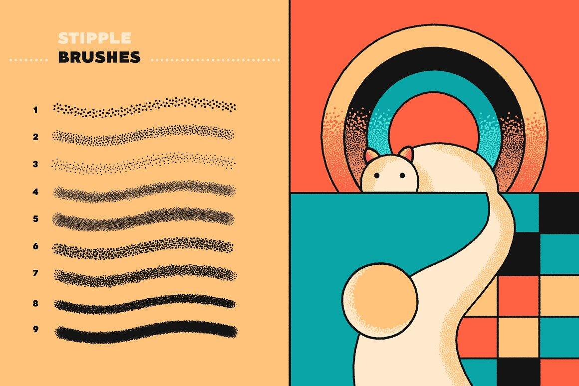 潮流复古怀旧波普风漫画艺术颗粒Procreate笔刷