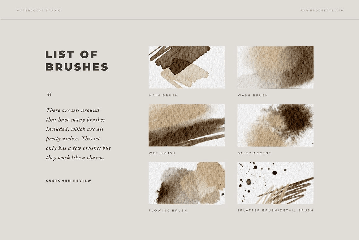 水彩绘画质感iPad笔刷Procreate笔刷套装