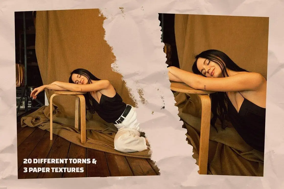 极简艺术真实撕纸边缘纹理Procreate笔刷