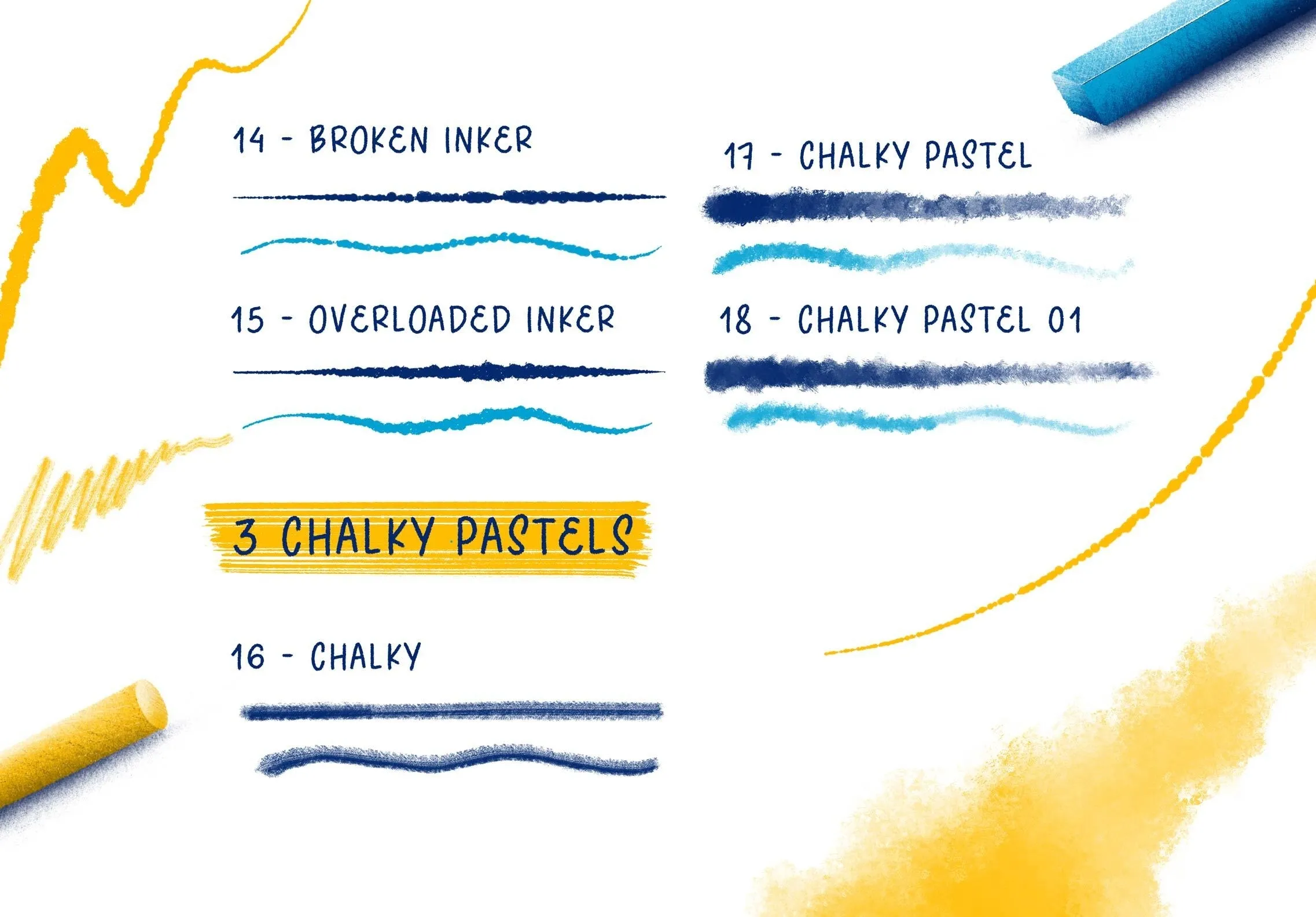 高质量铅笔毛笔钢笔粉笔Procreate笔刷