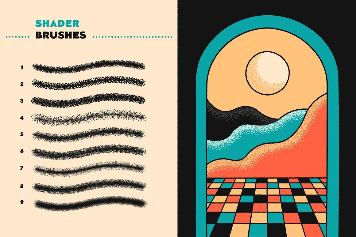 潮流复古怀旧波普风漫画艺术颗粒Procreate笔刷