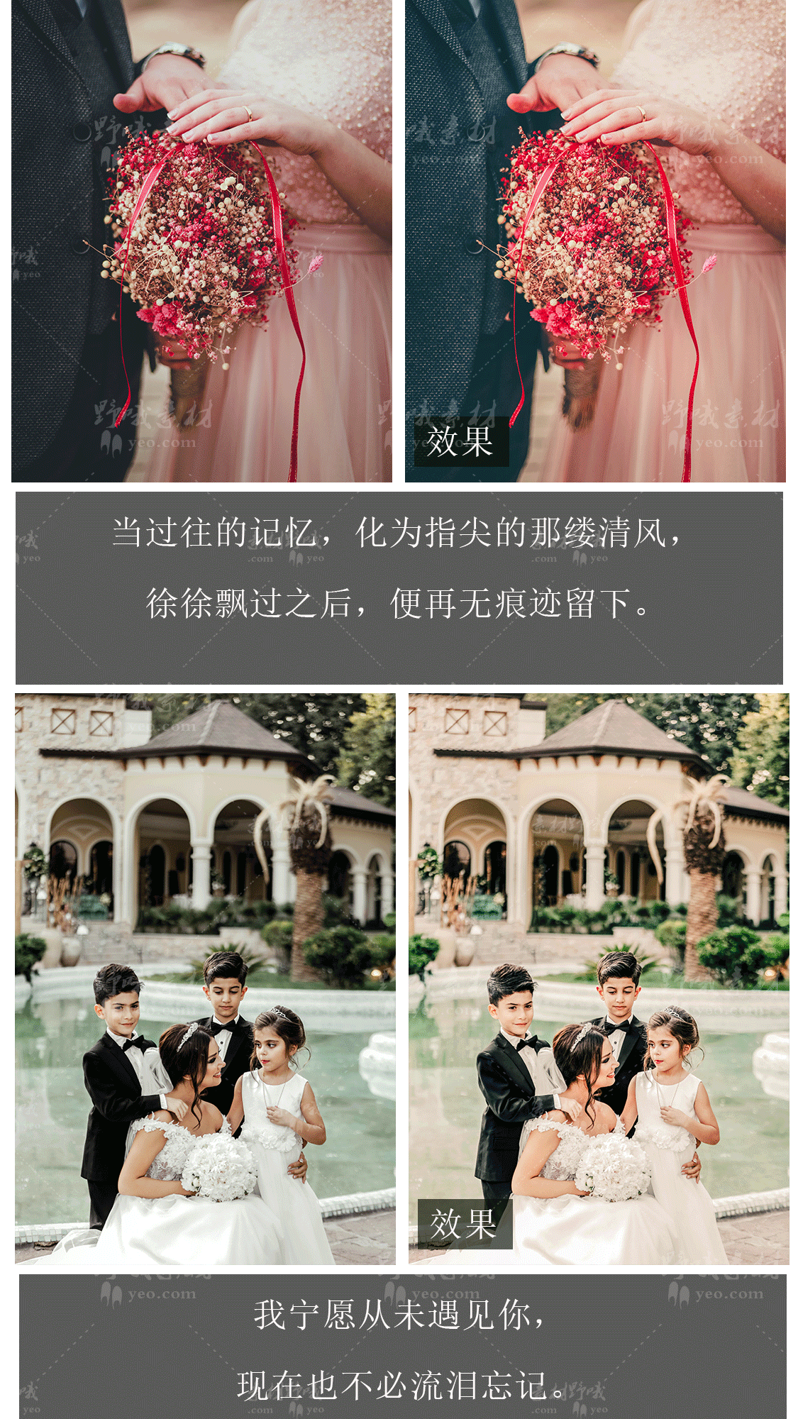 LR预设PS婚礼人像跟拍唯美小清新FCPX达芬奇手机APP滤镜PR调色LUT