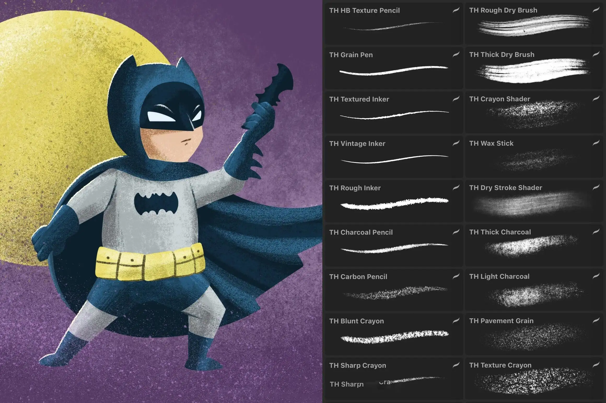 蜡笔木炭效果Procreate笔刷