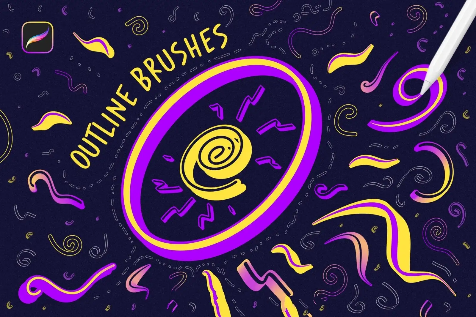 趣味手绘涂鸦手写标记Procreate笔刷