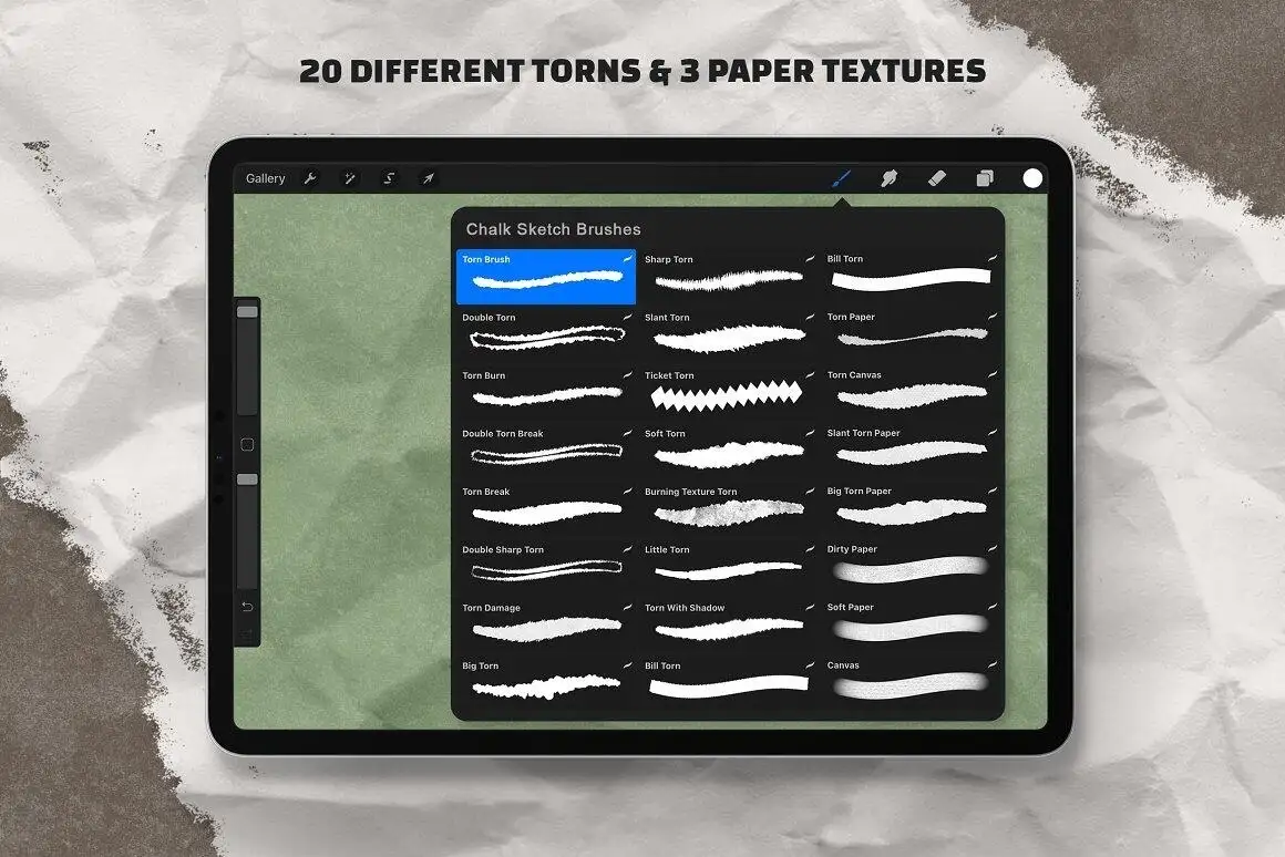 极简艺术真实撕纸边缘纹理Procreate笔刷