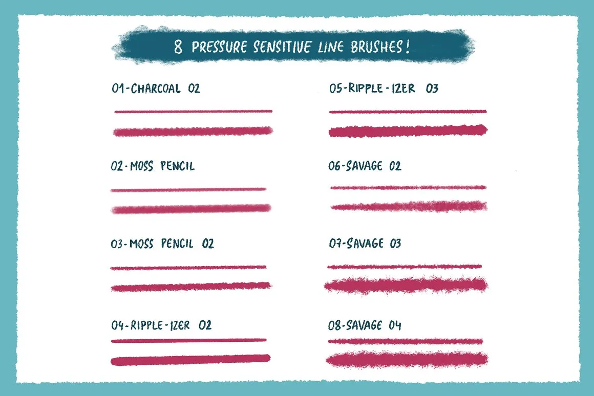 高质量颗粒压敏触感旅行风景插画Procreate笔刷