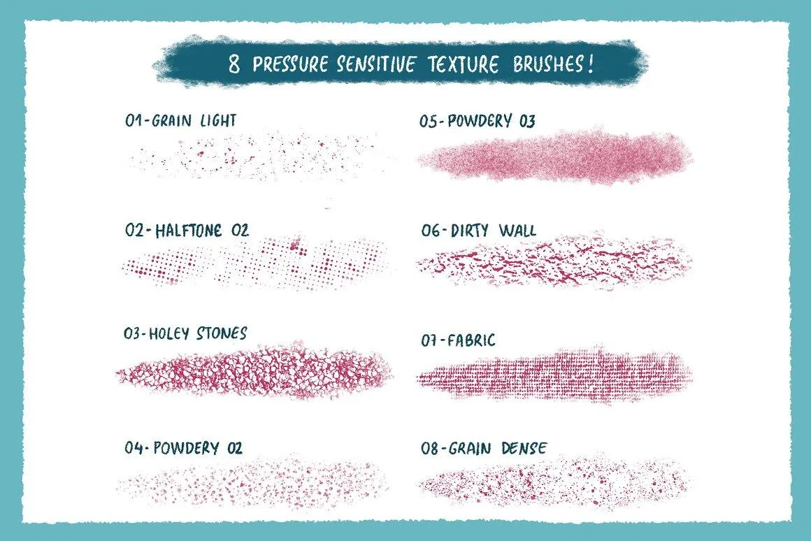 高质量颗粒压敏触感旅行风景插画Procreate笔刷