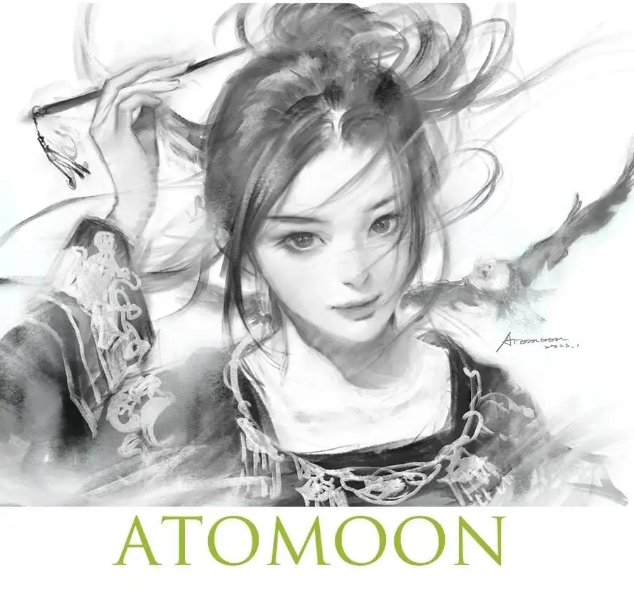 厚涂动漫素描线稿水墨木炭粉彩油画水彩手绘Procreate笔刷