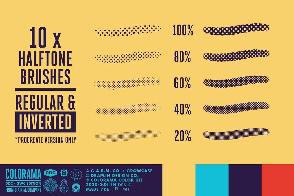 复古半调肌理插画Procreate笔刷