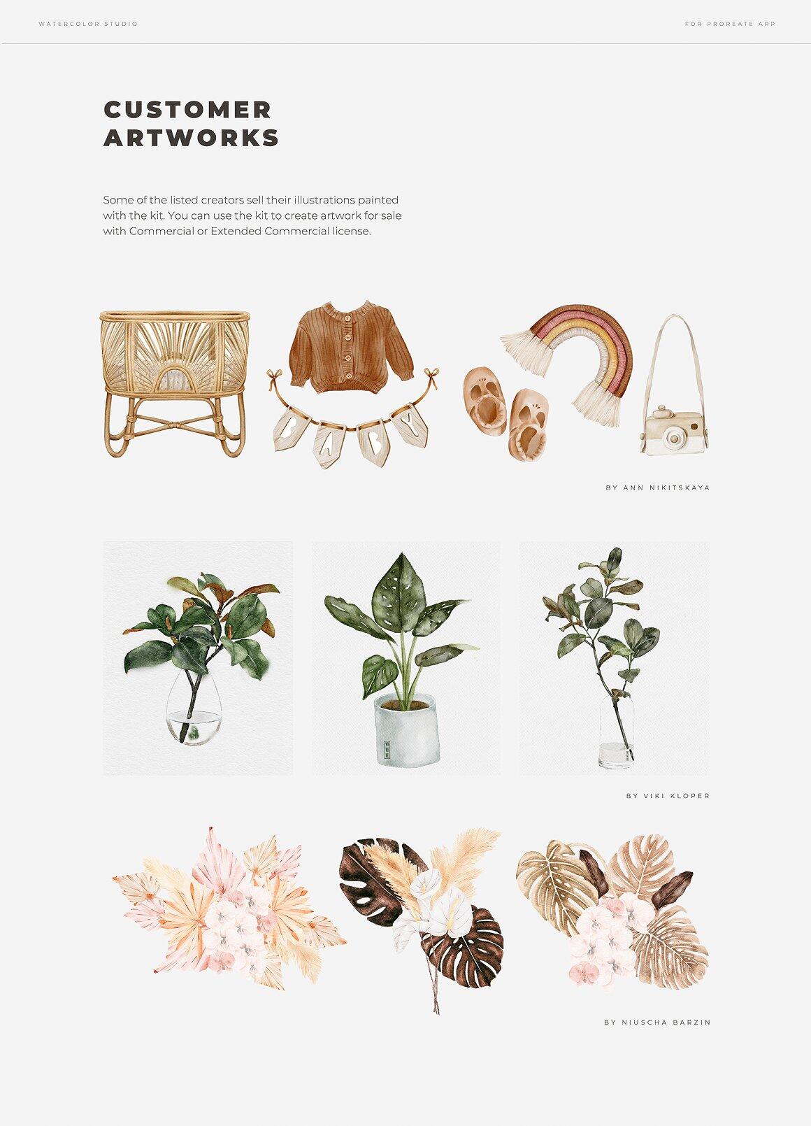 水彩绘画质感iPad笔刷Procreate笔刷套装