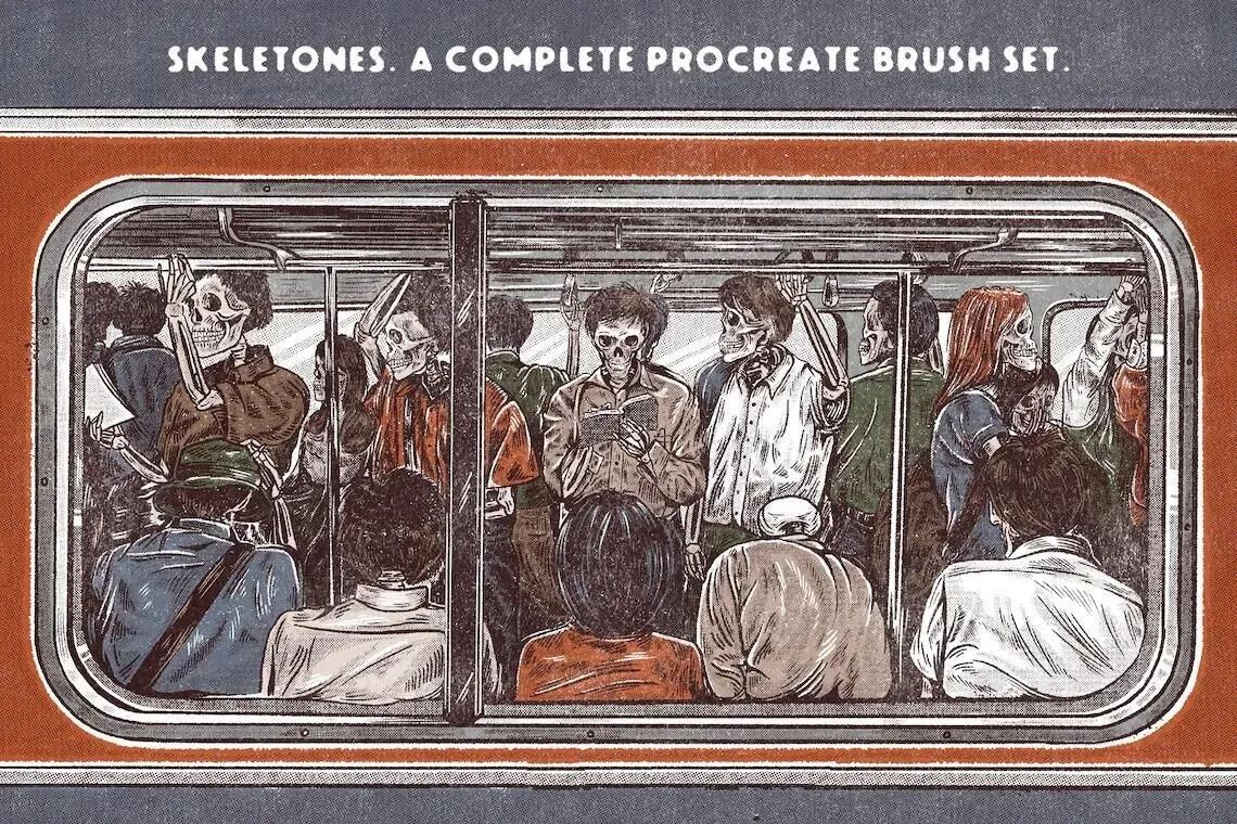 复古美式漫画半调肌理Procreate笔刷绘画套装