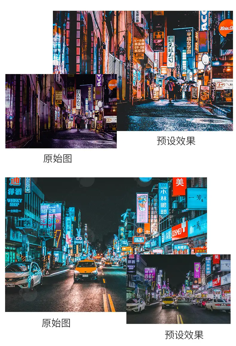 lightroom城市蓝橙街拍夜景人像滤镜摄影后期手机lr预设ps调色