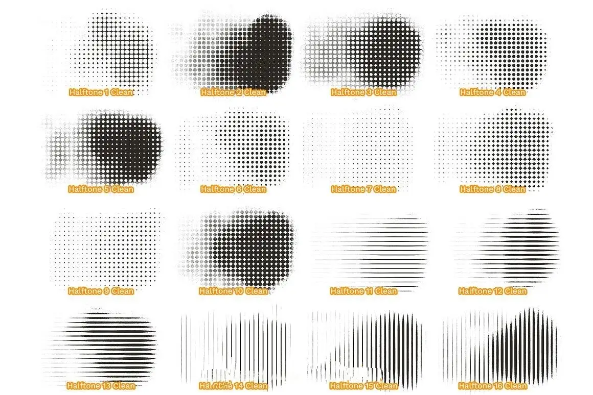 潮流复古半色调做旧肮脏纹理笔刷procreate笔刷