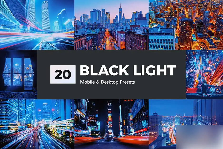 城市街道霓虹灯光明亮夜景延时摄影调色LUT预设