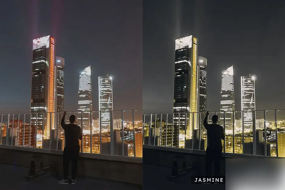 城市电流灯光夜景蓝黄色外观摄影调色LUT预设