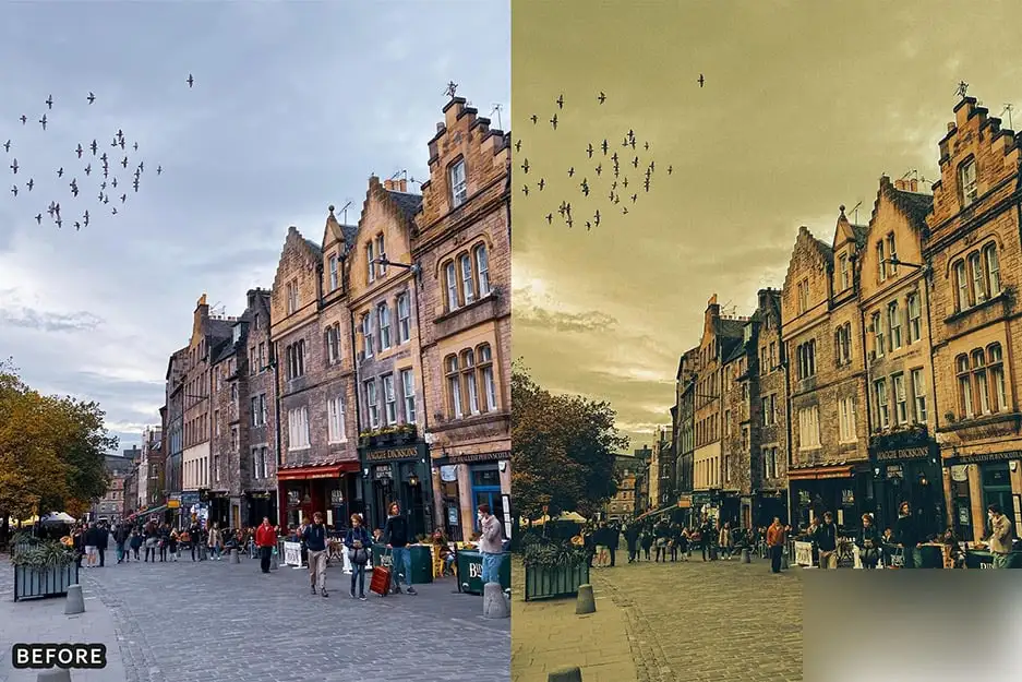 电影美学黑暗城市街头复古情怀摄影调色LR预设