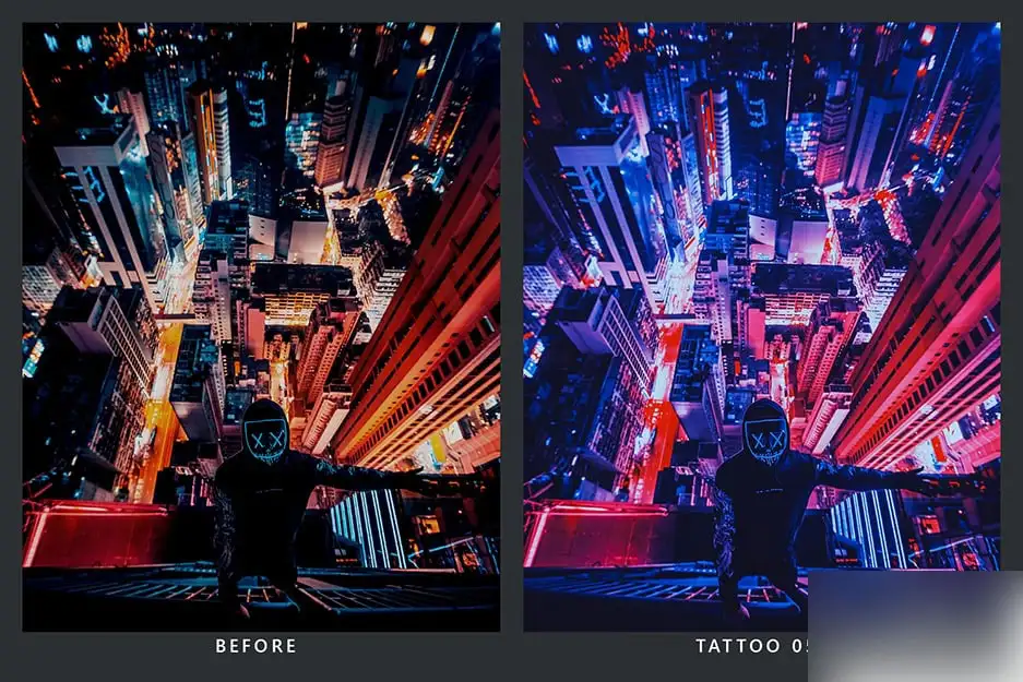 城市街道霓虹灯光明亮夜景延时摄影调色LUT预设