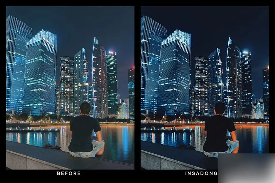 黑金城市夜景喜怒无常蓝橙色调摄影调色LUT预设