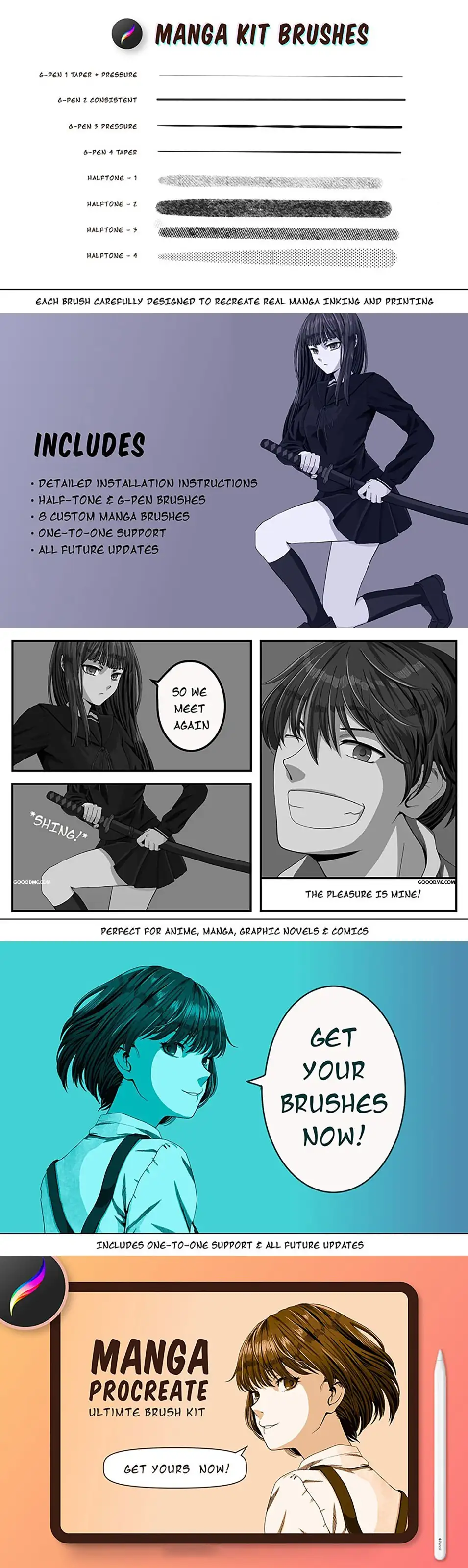 日式漫画插画Procreate笔刷
