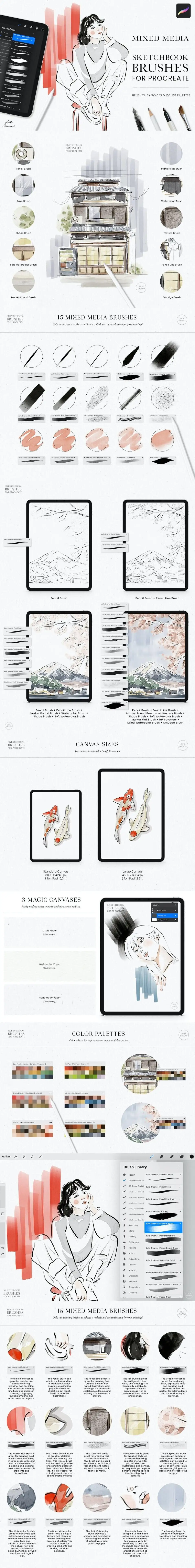 画笔混合素描 (BRUSHSET,PROCREATE)Procreate笔刷