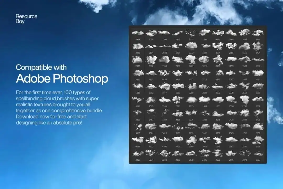 超真实天空云朵效果PS笔刷
