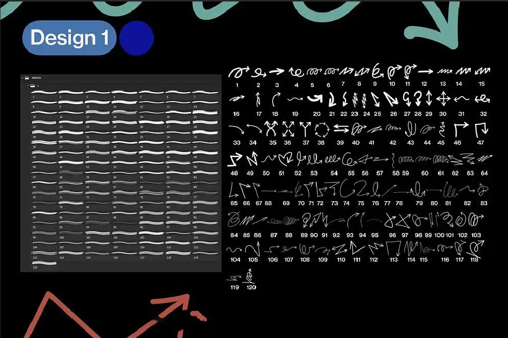 涂鸦线条笔刷绘画效果PS笔刷 附PNG免抠图素材